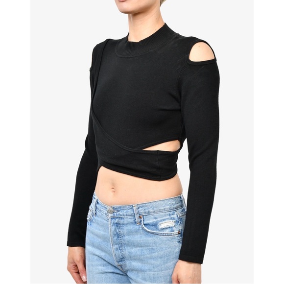 JONATHAN SIMKHAI knit cut out cross sweater black small - Picture 2 of 8